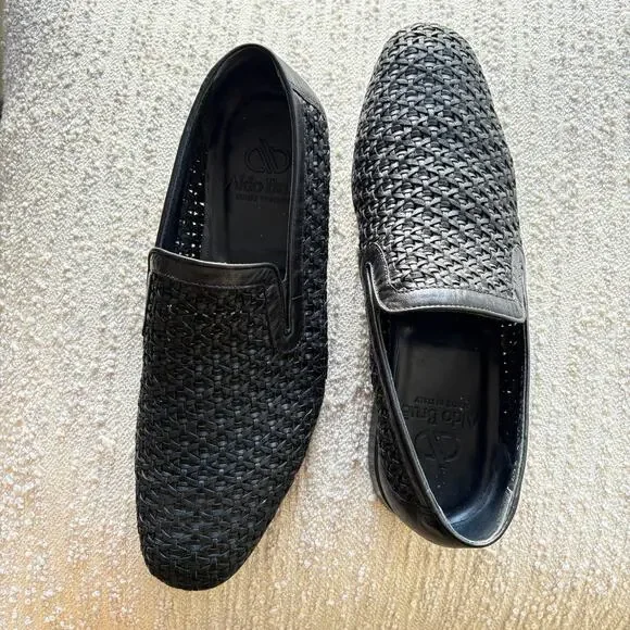 Aldo Brue Full Woven Leather Loafer Black Men’s Italian 42 1/2 - Picture 4 of 10